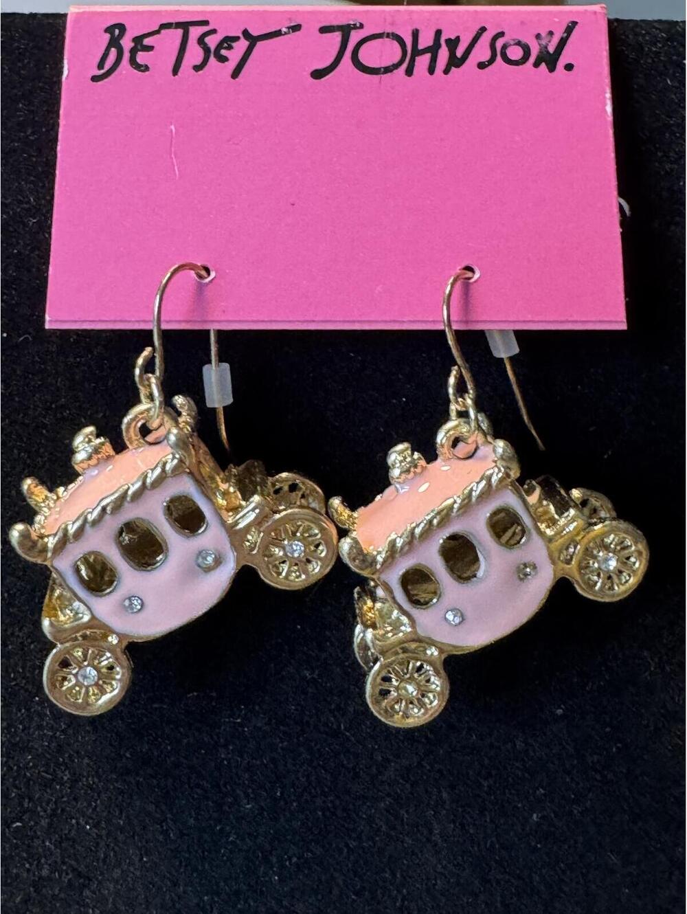 Betsey Johnson Pink Carriage Dangle Earrings